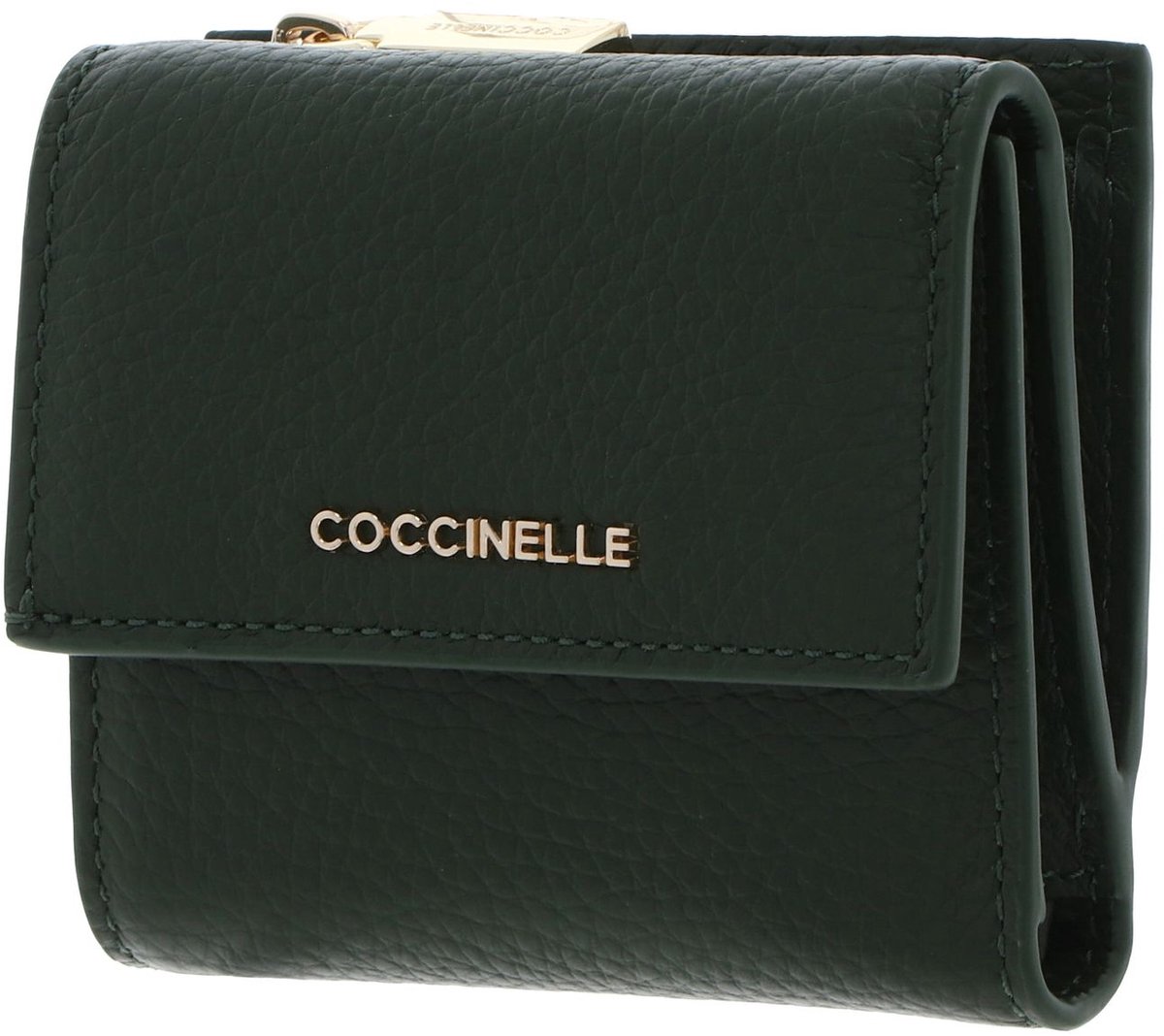 COCCINELLE Leren portemonnee Metallic Soft Wallet Grained Leather Garden Green groen