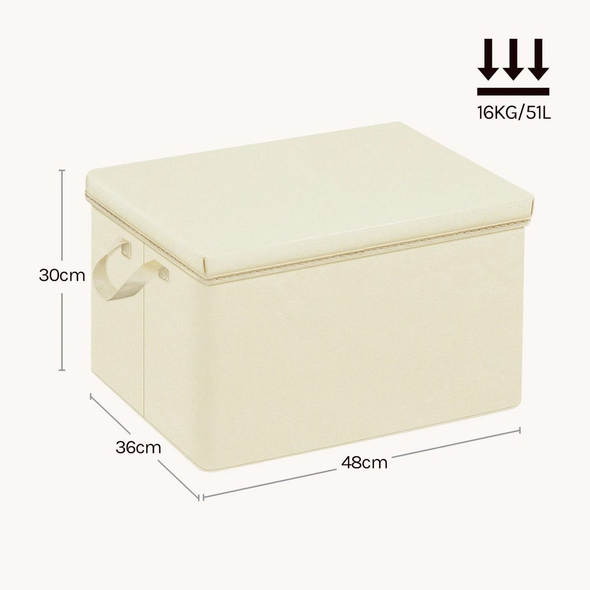 Klarven® Opbergboxen met Deksel 48x30x36cm - Set van 6 Stuks, 51 Liter per Stuk - Opvouwbaar en Stofvrij