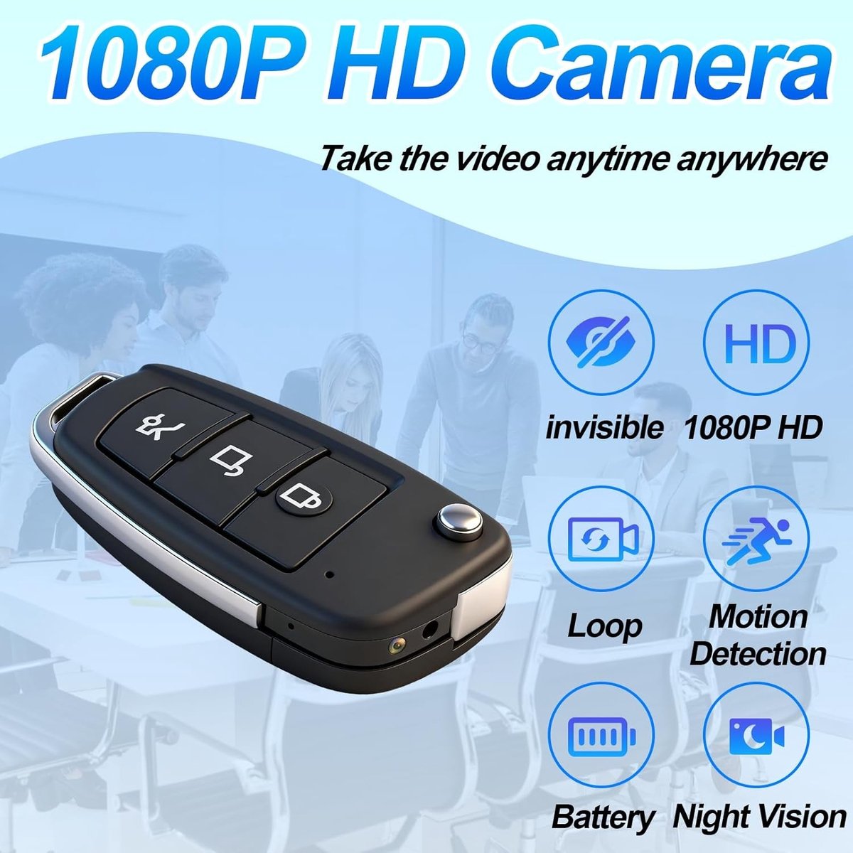 Verborgen camera - Zwart - Mini formaat - 1080p HD met nachtzicht en bewegingsdetectie - Voor beveiliging en bewaking