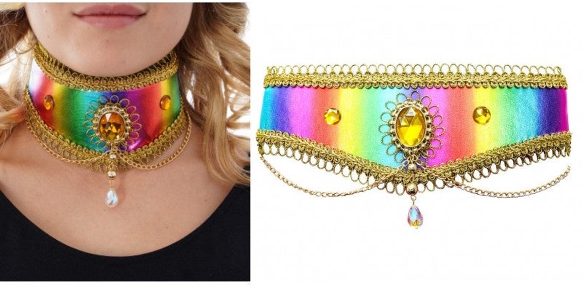 Crazy Rainbow Cabaret Choker
