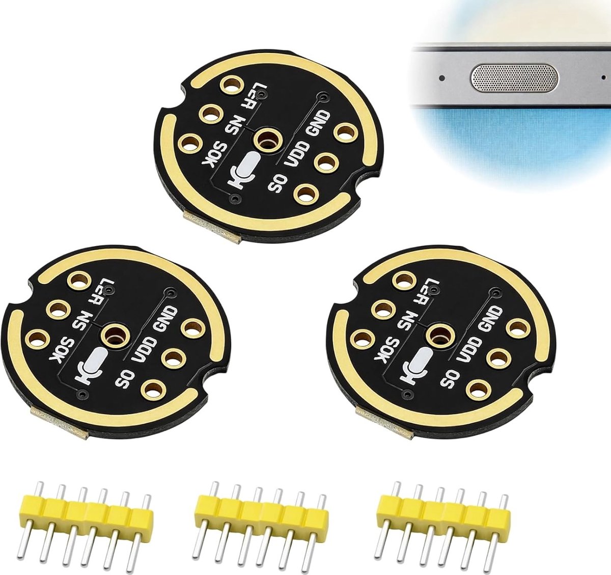 3pcs Omnidirectionele Microfoonmodule, I2S MEMS 24 Bit voor Digitale Audio Projecten, Laag Energieverbruik, Hoge Geluidskwaliteit, Ideaal voor Opnames
