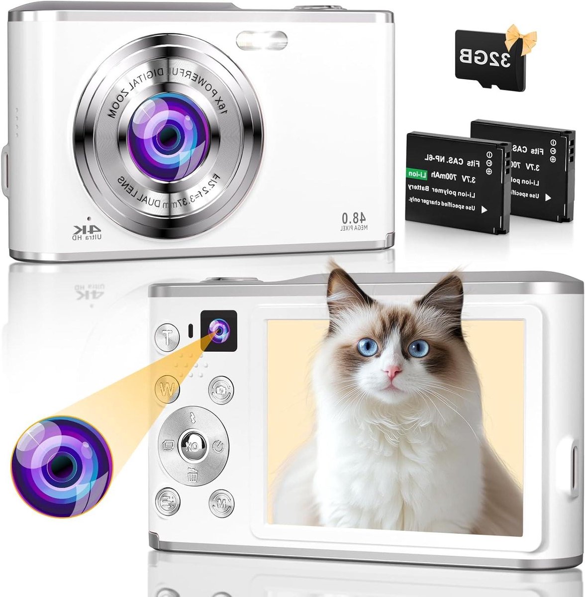 Digitale Camera - Vlog Camera - Herinneringen Vastleggen - Autofocus & Dubbele Camera - 4K 48MP - Zwart