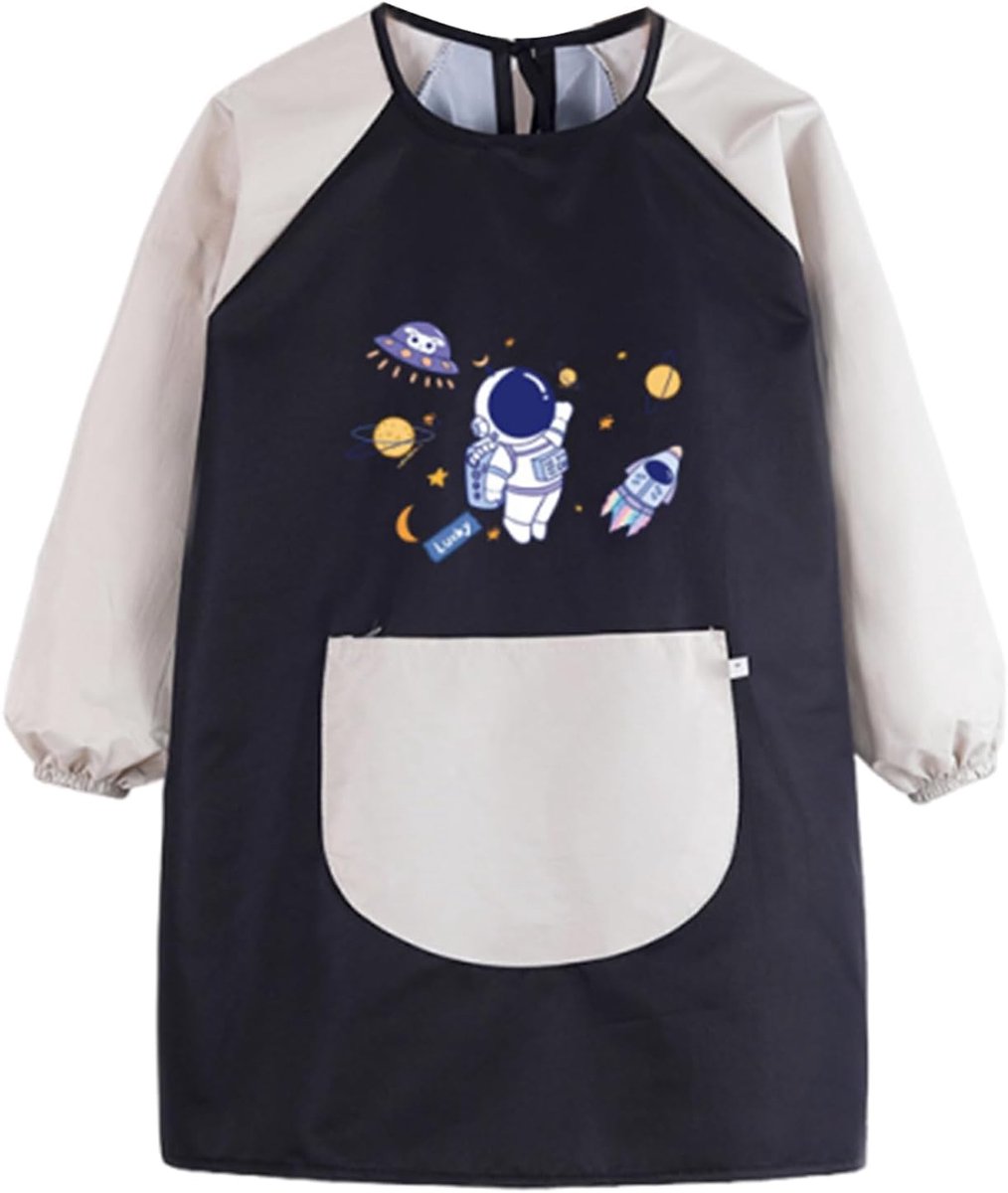 SnelShoppen - Schilderjas voor Kinderen, Waterdicht Knutselschort Met Zakken, Geschikt Voor School, Kunst, Schilderen, Koken, Eten, Voor Meisjes en Jo