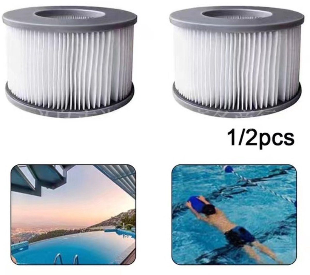 Verpakking van 2 filtercartridges geschikt voor MSPA opblaasbare jacuzzi's, compatibel geschikt voor alle huidige jacuzzi's, spacartridges FD2089