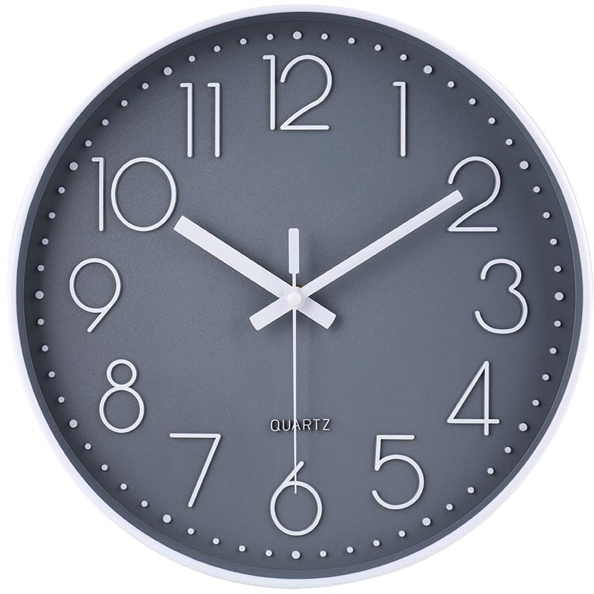 SnelShoppen - Grote Niet-Tikkende Wandklok 13 Inch - Stille Batterij Aangedreven Ronde Wandklok - Moderne Eenvoudige Stijl Decor Klok voor Thuis, Kant