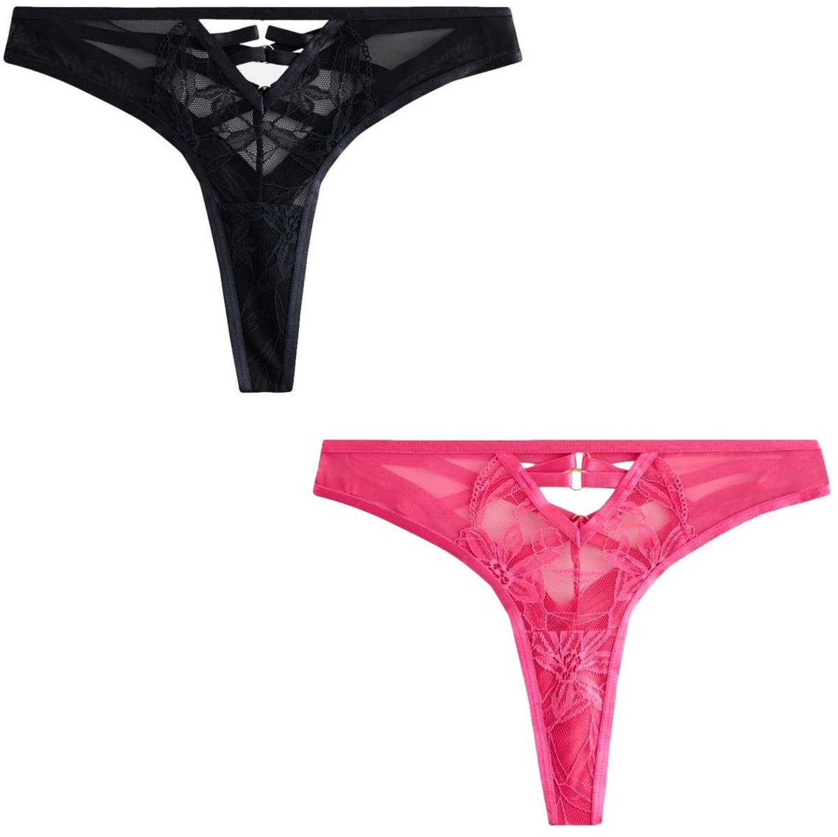 Next - Dames - Set van 2 kanten strings - Roze