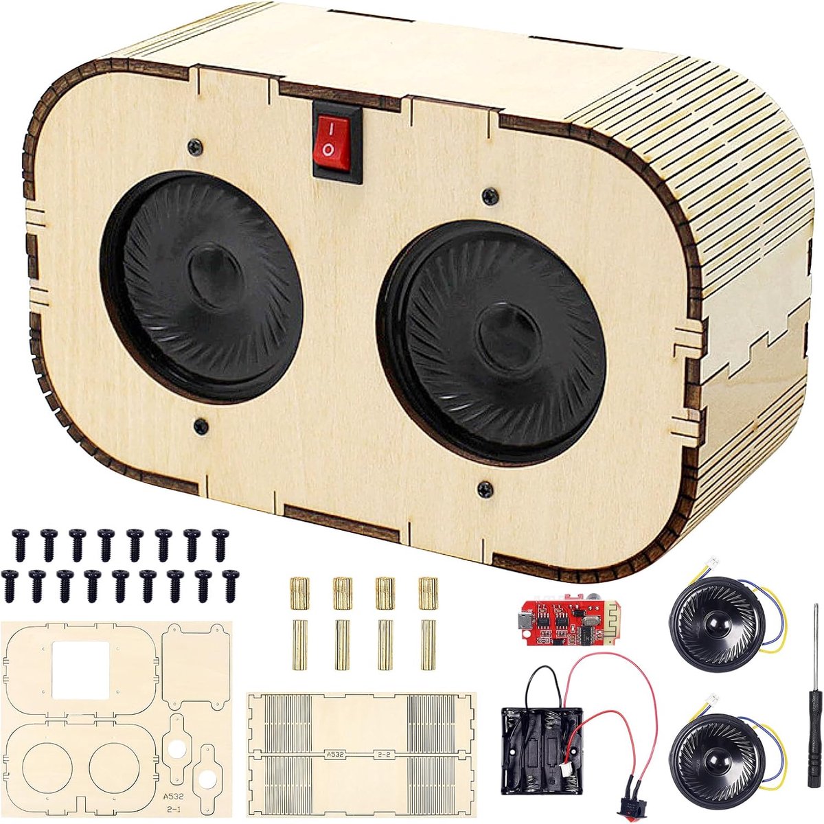 SnelShoppen - Doe-het-zelf Bluetooth-luidspreker Bouwdoos - Luidsprekerbouwset voor Tieners - STEM Speelgoed voor Jongeren - Houten Experimenten voor