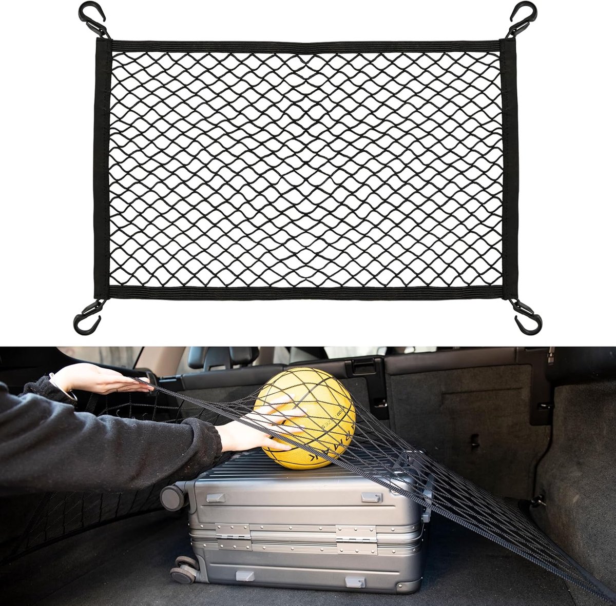 Bagagenet 60x40cm - Elastisch latex - Duurzaam - Veilig en opgeruimd in de auto - ShopVlot