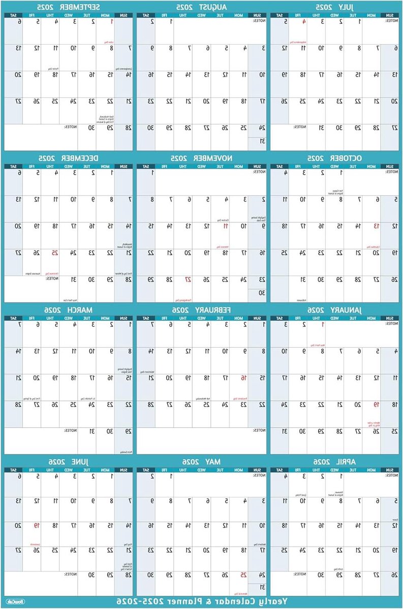 Jaarlijkse Wandkalender - Grote Jaarkalender - Plannen Maken - Overzichtelijk Jaar - 64 x 97 cm - Groen