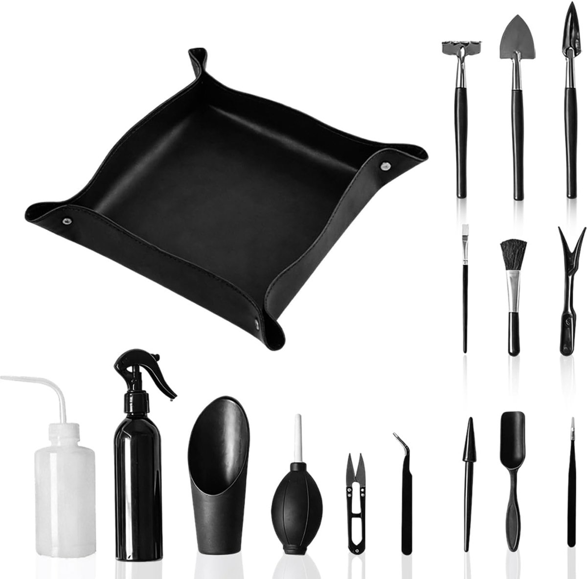 Bonsai Tool Set 16 Pieces, Succulent Plant Tools with Repotting Mat, Seedling Scoop and Plant Accessories, Mini Garden - ShopVlot