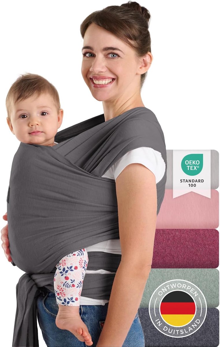 SnelShoppen - Draagdoek voor Pasgeborenen tot 15 kg - Zacht Katoen, Wikkeldoek Baby, Oeko-Tex-gecertificeerd, Ideaal voor Thuis en Buitenshuis, 5,10 m