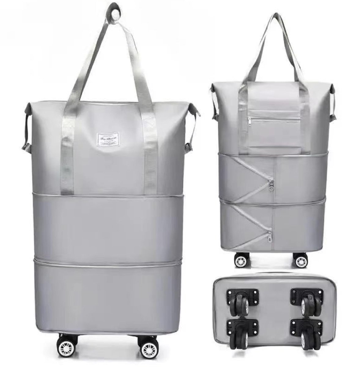 SnelShoppen - QSLKI Reistas Dames Sporttas Met Wielen - Opvouwbare Sporttas Weekendtassen - Uitbreidbaar, Waterdicht, Handbagage Tas Voor Mannen En Vr