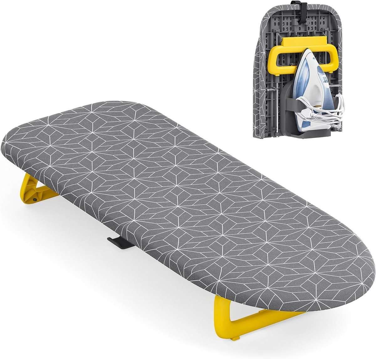 Strijkplank Opvouwbaar - Compact strijkstation - Snel Kreukels Verwijderen - Met Houder - 31 x 80 cm - Grijs