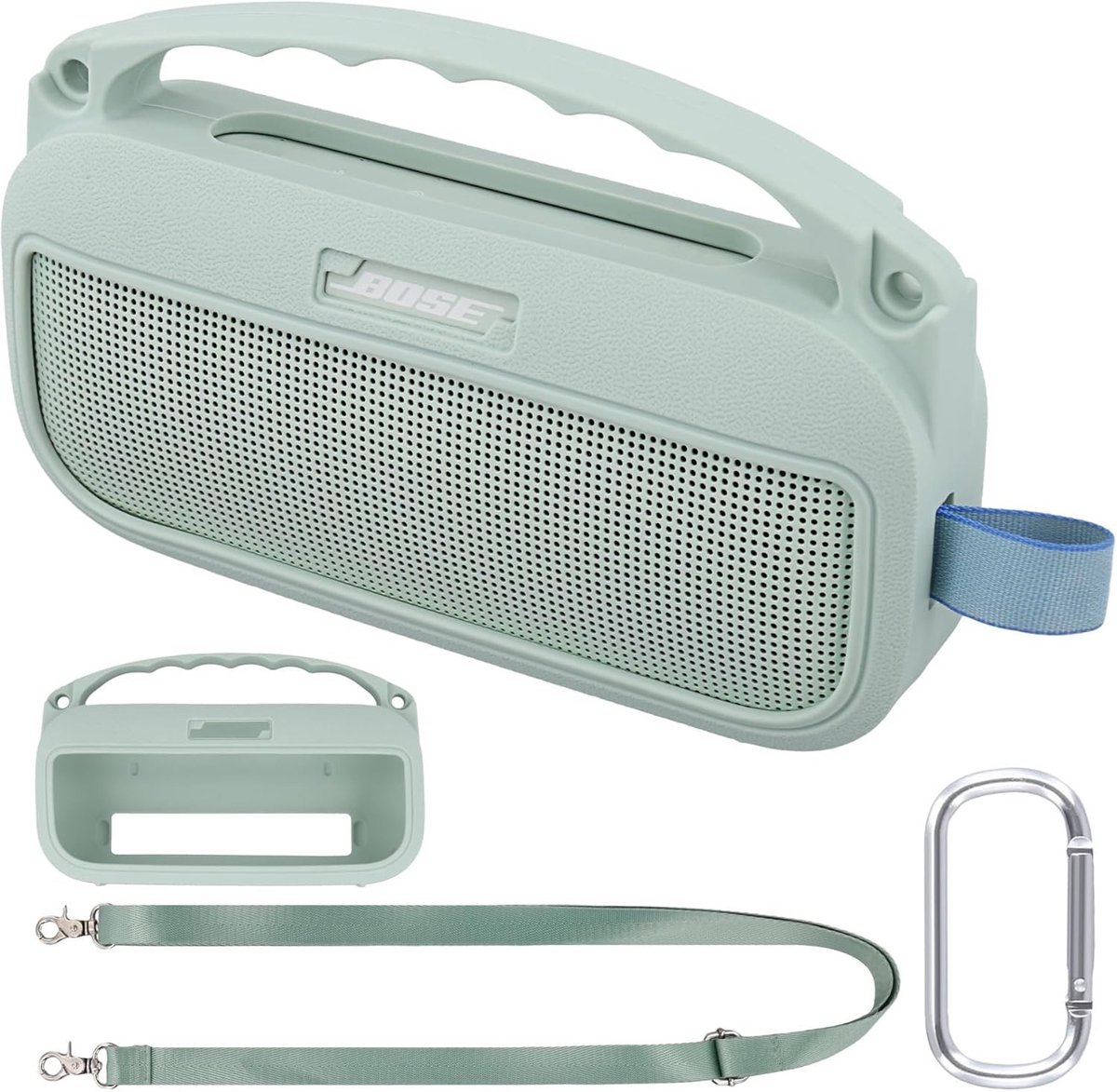 Ultralichte Beschermhoes voor Bluetooth Draagbare Luidspreker met Carabiner en Schouderband, Geschikt voor Bose SoundLink Flex (2e Generatie) en Accessoires
