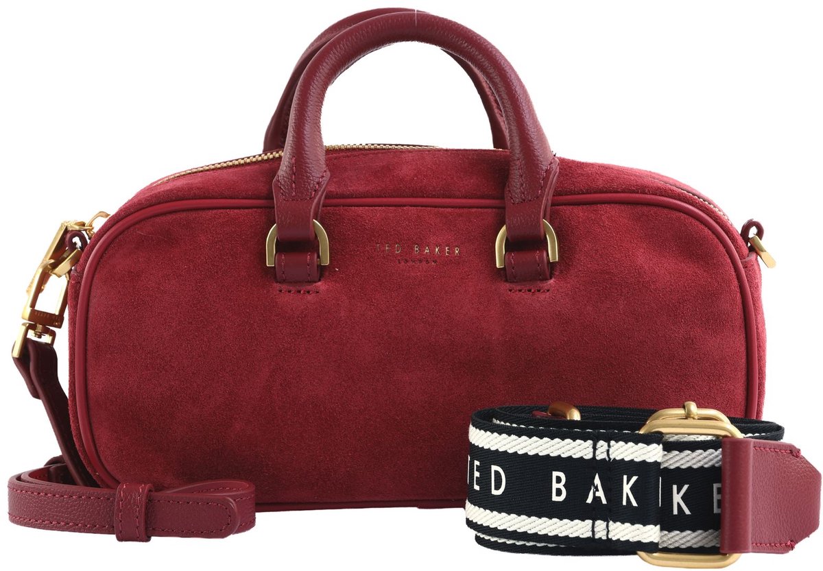 Ted Baker Leren handtas schoudertas Shayia Elongated Suede Boxy Top Handle Bag Dk - Red donkerrood