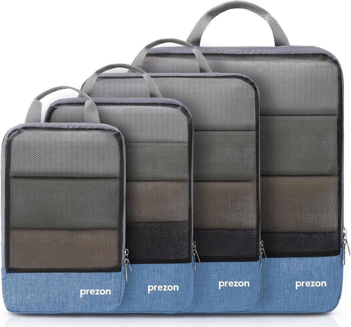 SnelShoppen - Comprimeerbare Verpakkingskubussen voor Bagageorganizer, Compressie Packing Cubes Set voor Koffer en Rugzak, 4-delige Reisaccessoires, I