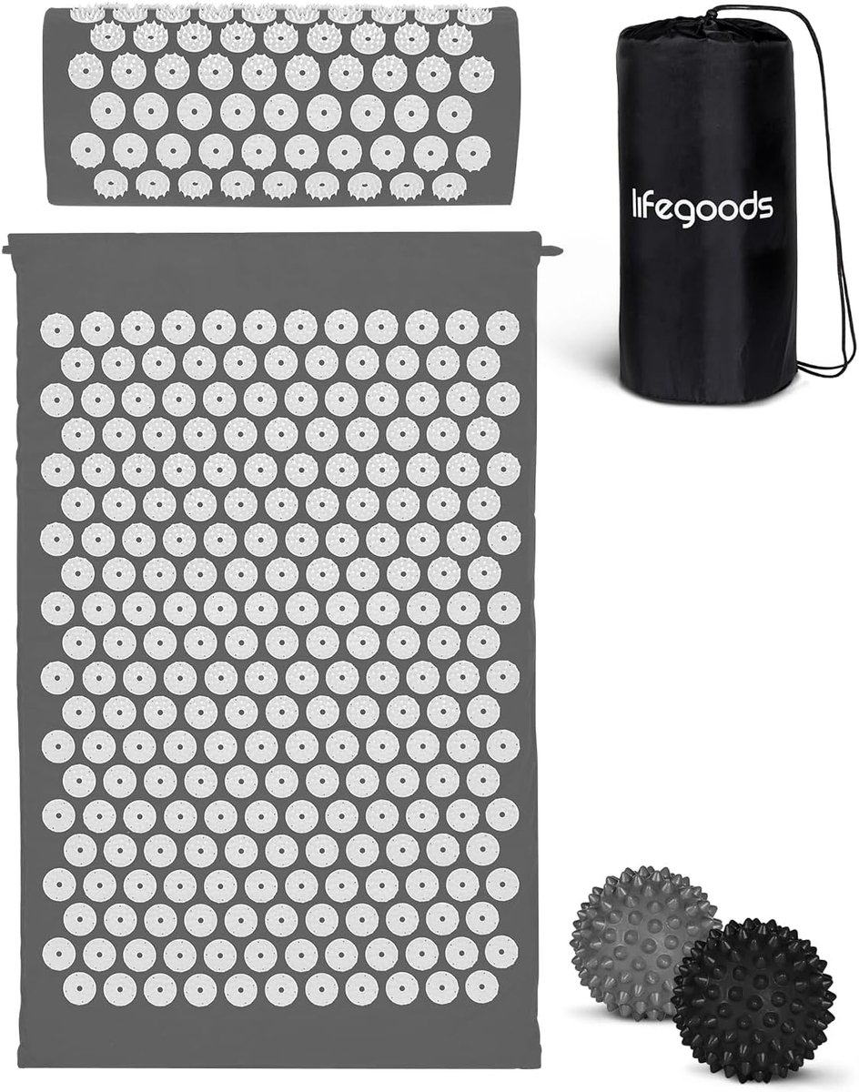 SnelShoppen - Acupressuurmat met Kussen, Massagemat voor Rug en Nek, 8181 Druckpunkte, 100% Katoen & ABS Stekels, Inclusief 2 Massageballen voor Ontsp