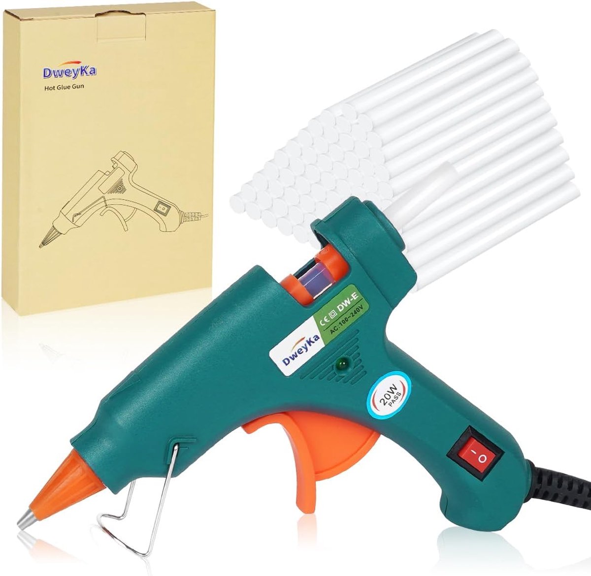 SnelShoppen - Lijmpistool inclusief 75 stuks lijmsticks, 20W lijmpistolen voor doe-het-zelf, klein handwerk, snelle reparaties in huis en kantoor
