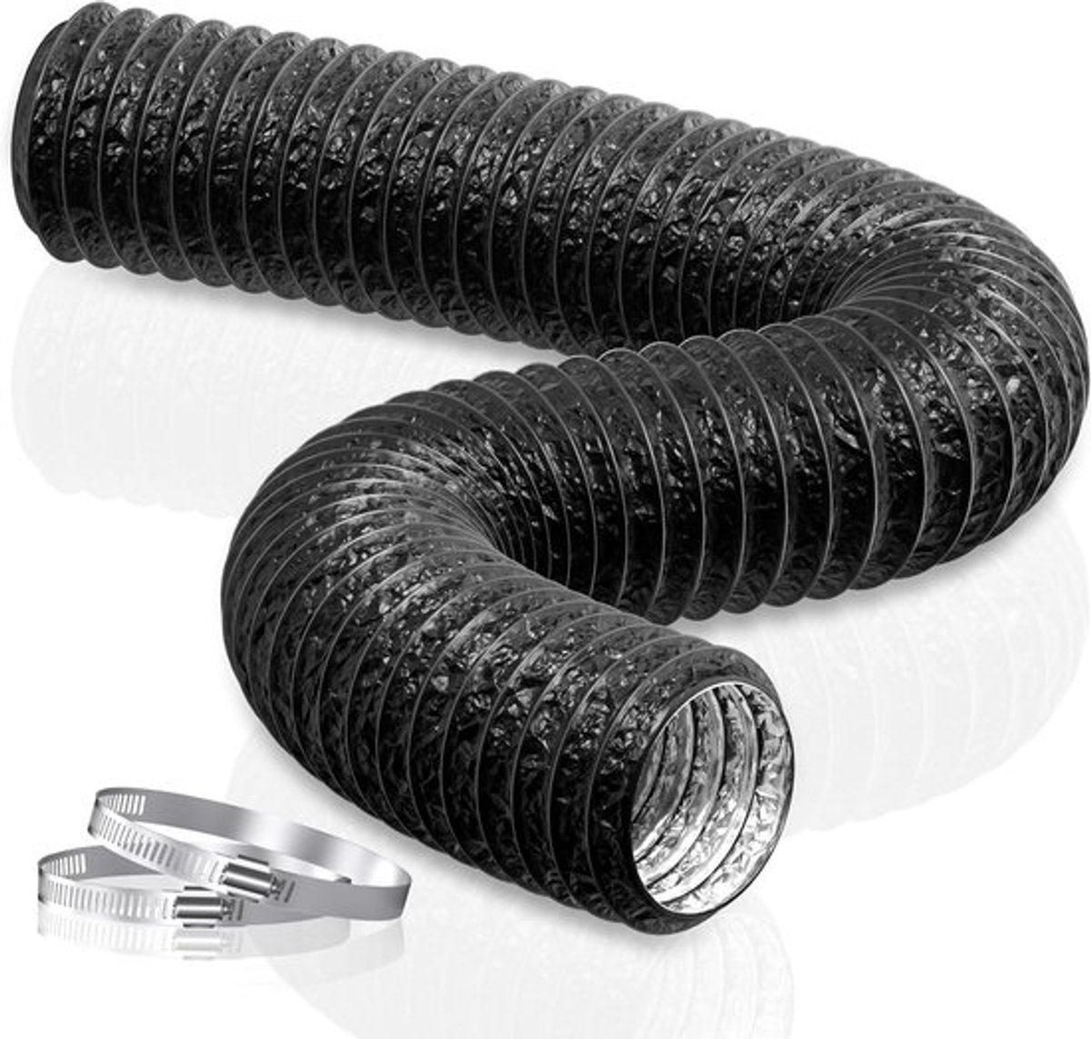 Flexibele PVC ventilatiebuis van 100mm, 5m lang - Geluidsisolatie, warmte-isolatie en afvoer voor luchtventielen