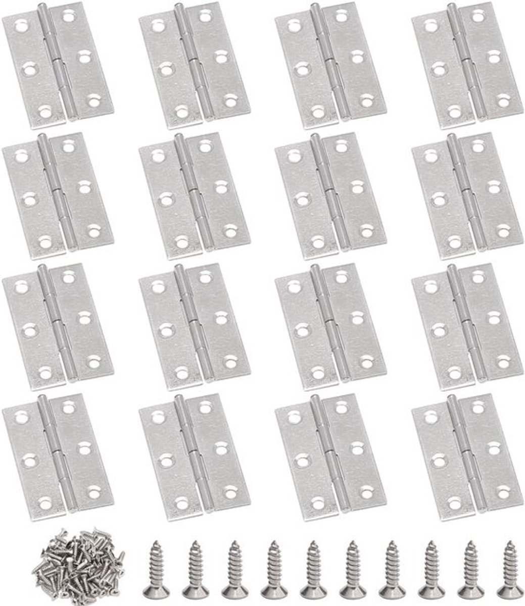 Vouwscharnieren 16 stuks 5.4 cm RVS Scharnieren voor Meubels, Poorten, Raam- en Kastdeuren