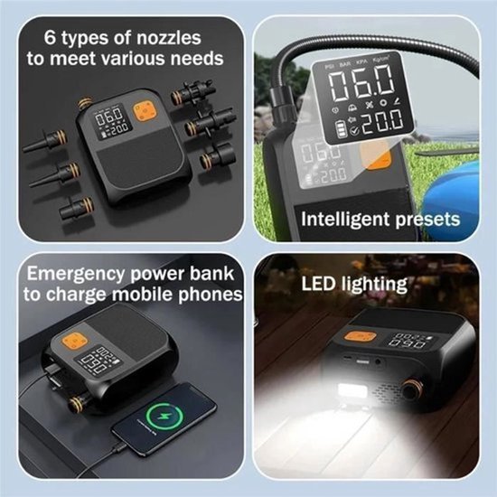 Luchtpomp Draadloze 80W SUP Pomp Dubbele Trap Bandenpomp voor Opblaasbare Spullen Zonder Batterij van Merkloos — afbeelding 5