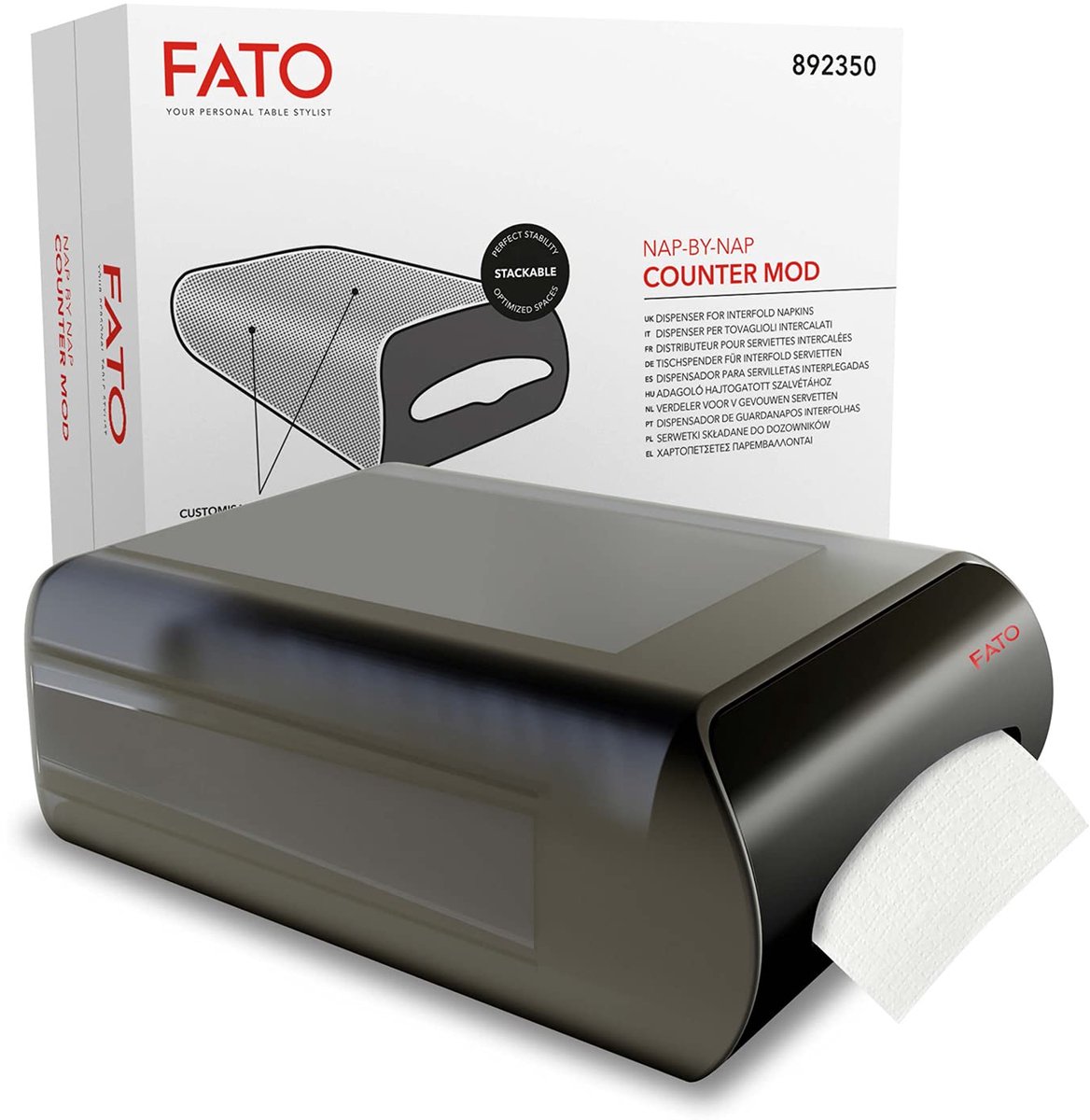 SnelShoppen - Inklapbare Servet Dispenser Counter Mod - Nap-by-Nap Systeem - Bruikbaar op Tafel of Bank - ABS - Zwart - Ideaal voor Feest, Keuken, Cam