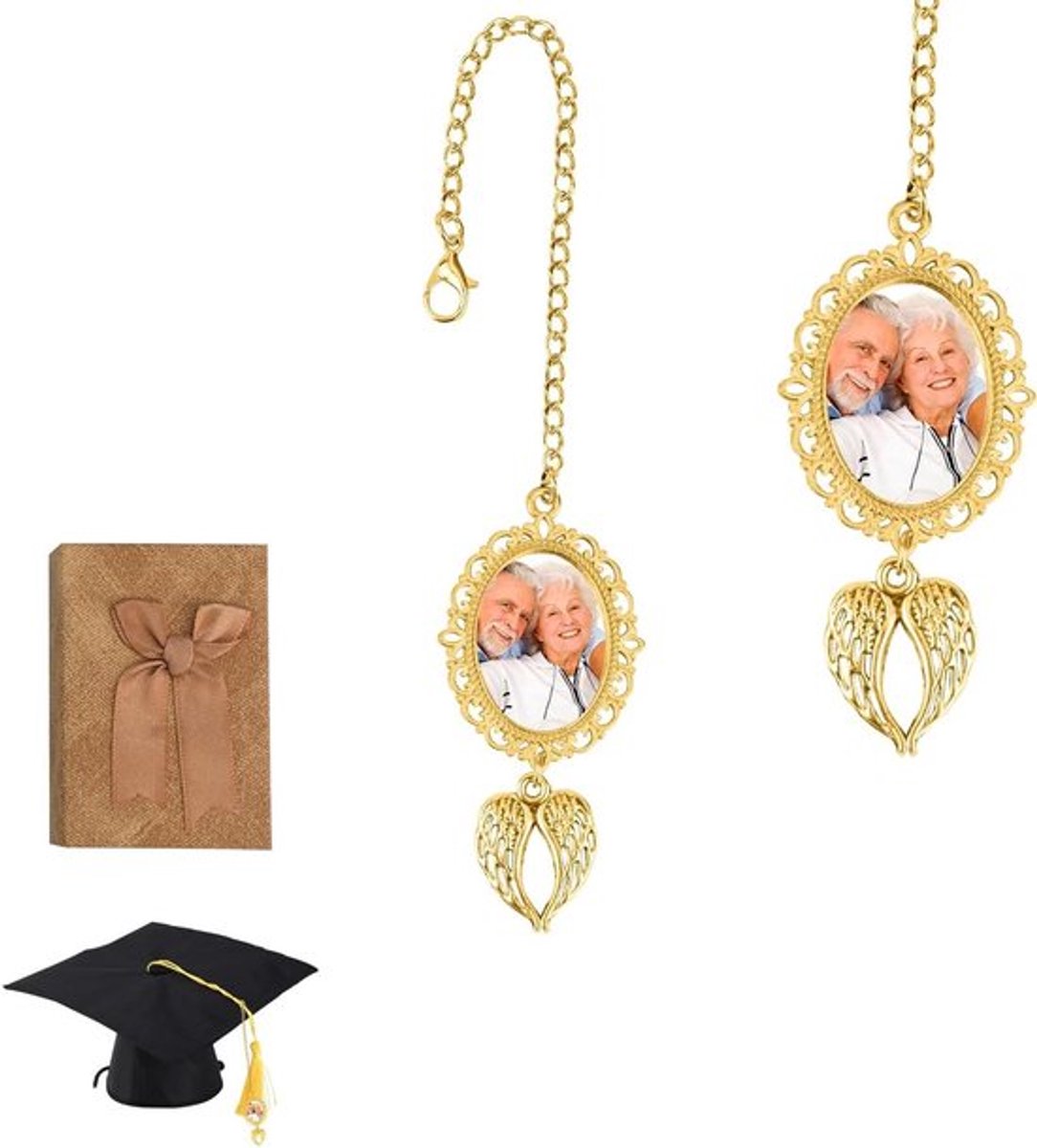 Aangepaste Tassel met Foto Charm voor Afstuderen - Gouden Charms - Ceremonie Decoratie