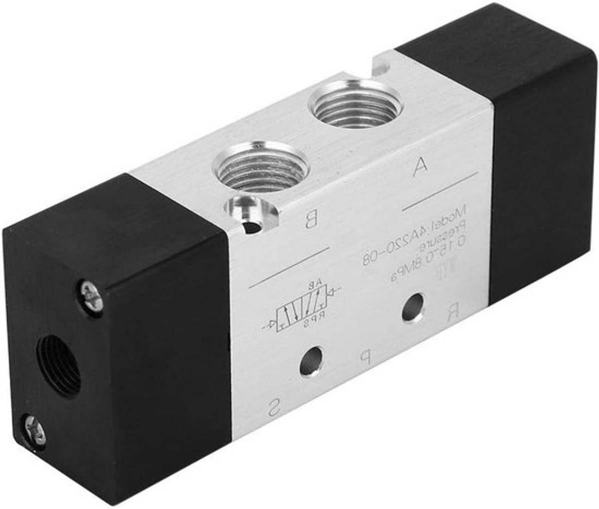 Vijfweg pneumatische handbedieningsklep met luchtinlaat en -uitlaat, PT 1/4 inch handmatige push-pull klep voor mechanische en textielapparatuur