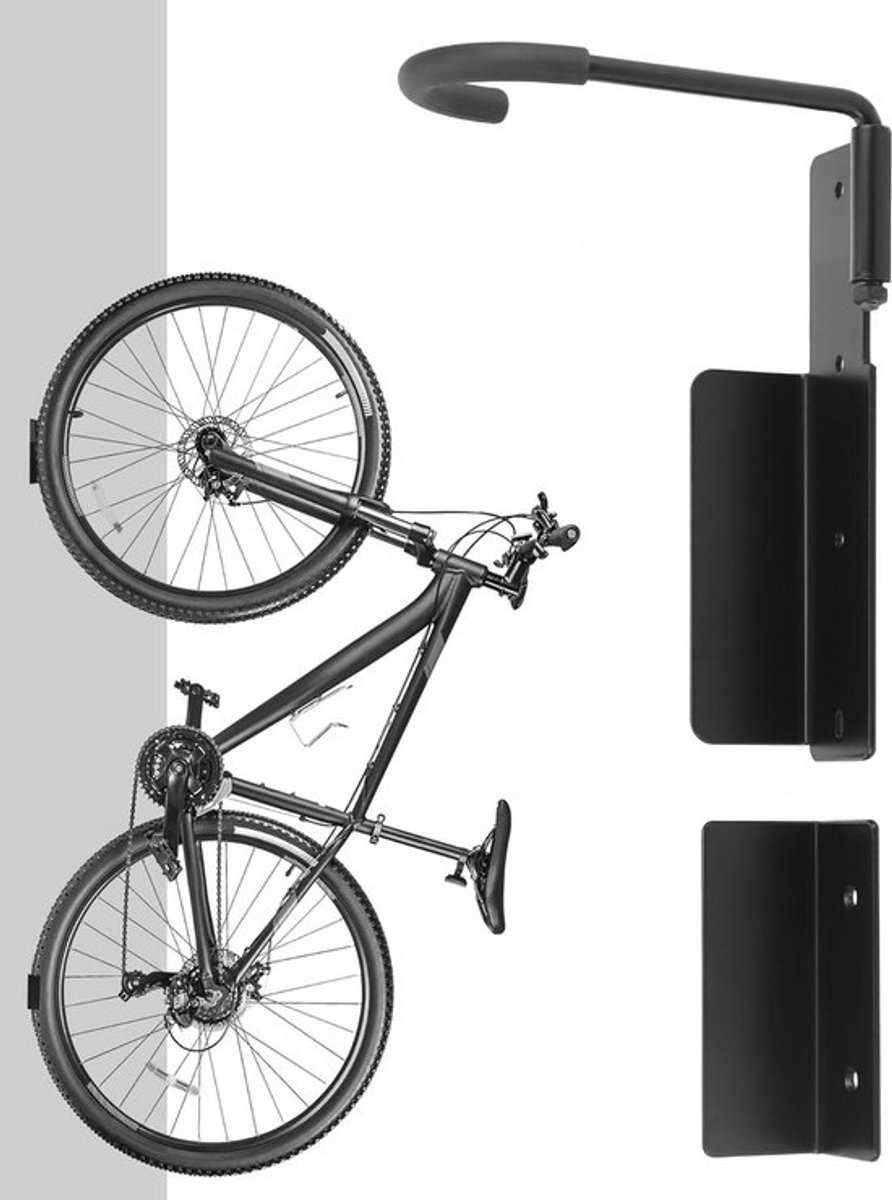 Verticale Fietshouder voor Muurmontage tot 30 kg, Ruimtebesparende Fietshaak met Montagemateriaal voor Racefietsen en Mountainbikes