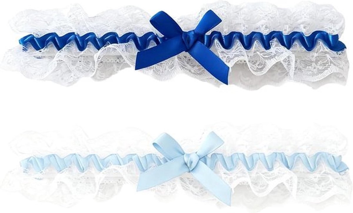 Blauwe kousenbanden voor bruiden - Elastisch kant - Bruiloft accessoires - Vrouwen verloving dikwijls feest