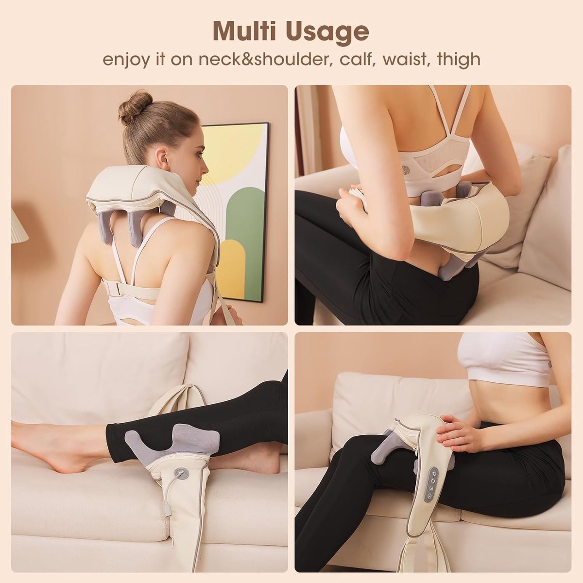 Nek Massager - Schouder Rug - Spierontspanning - 42°C Warmte Therapie - 15 x 5 x 14 cm - Grijs