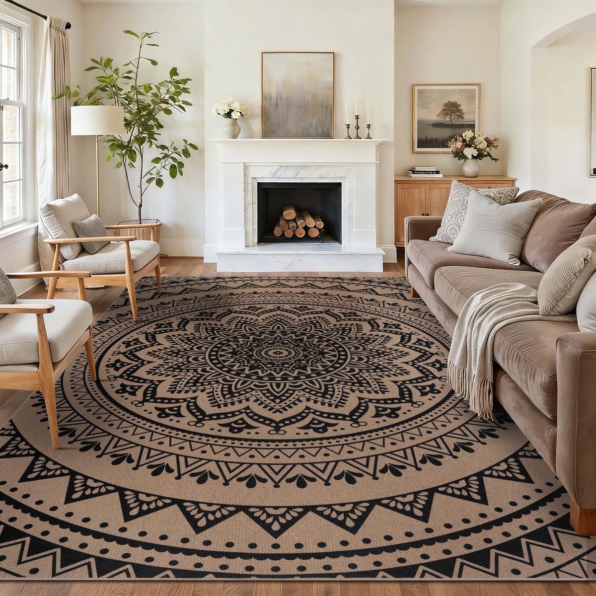 SnelShoppen - Robuust Weerbestendig Buitentapijt 200x300 cm van Jute, Bruin, Wasbaar, Perfect voor Balkon, Keuken, Terras, Tuin, Jute-look