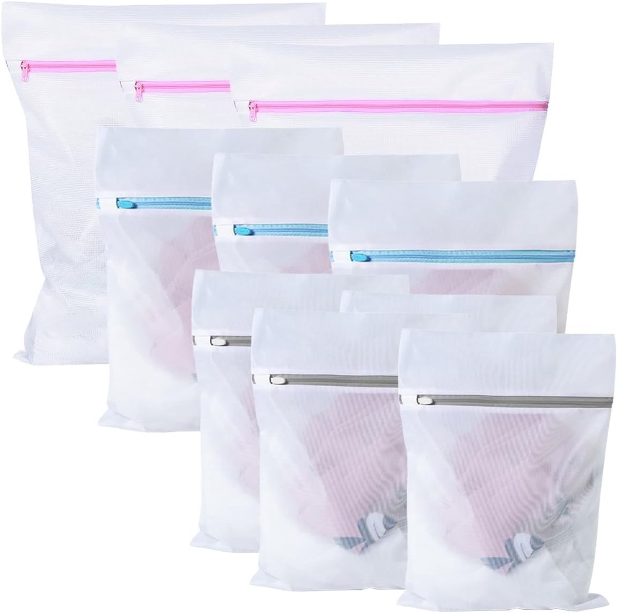 Duurzame Waszakken Set van 10 Stuks in 3 Maten voor de Wasmachine | Ideaal voor Delicate Was, T-Shirts, Jurken en Babykleding met Rits