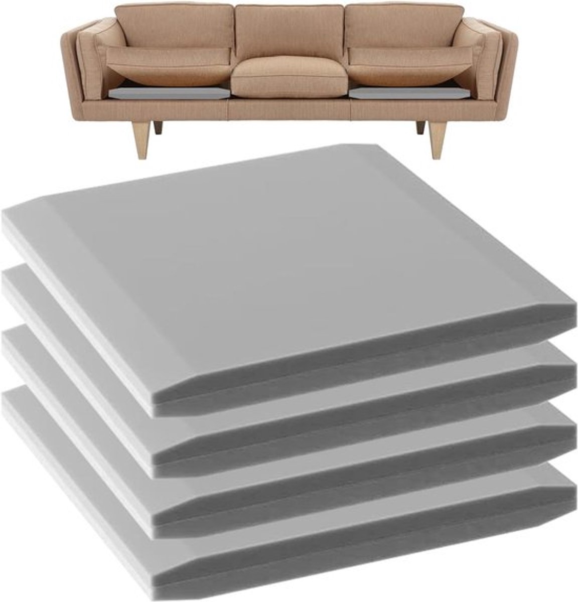 50 x 50 x 5 cm Bankkussen van Hoogwaardige Schuim voor Ondersteuning en Herstel van Zakkende Zitplaatsen, Ideaal voor Banken en Stoelen