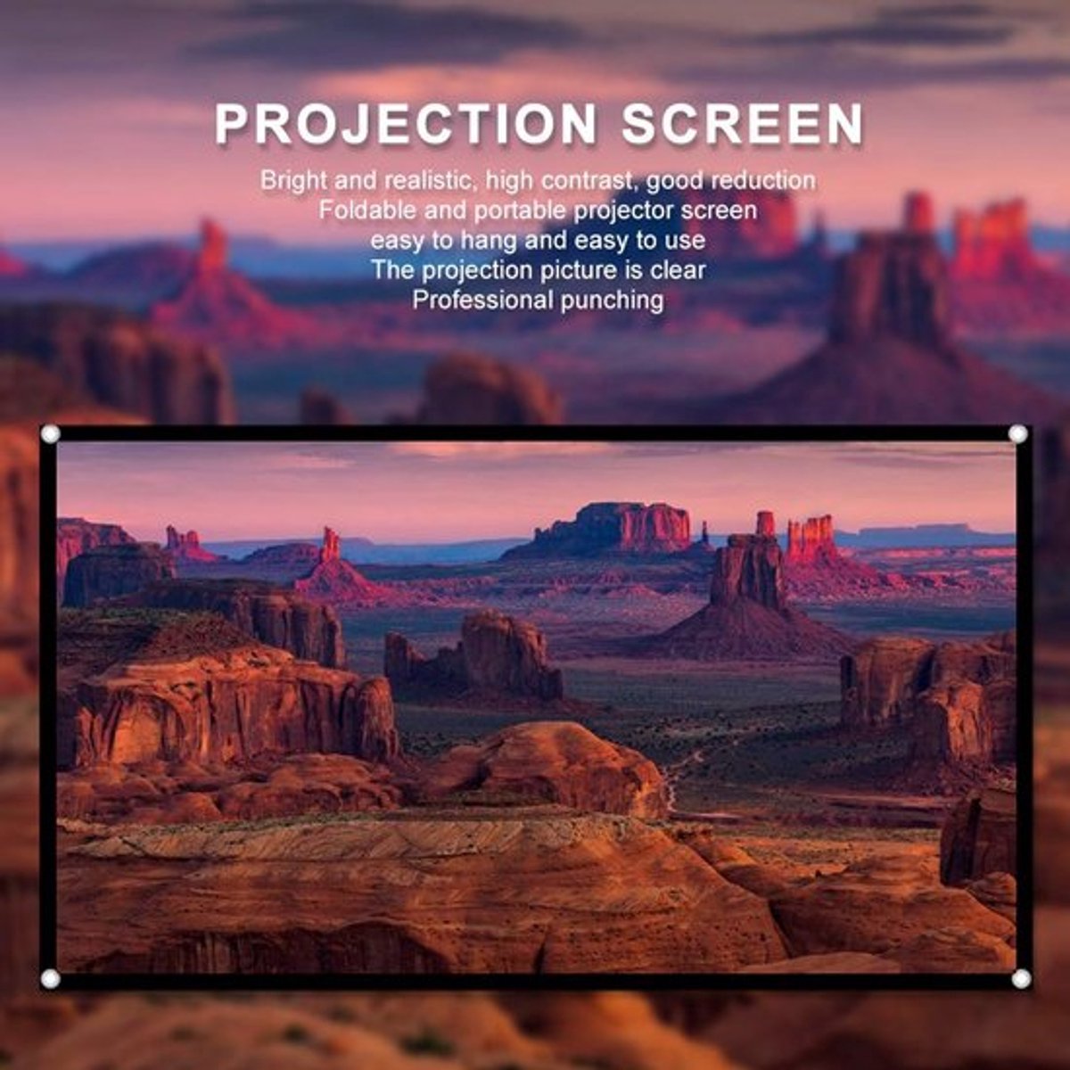 HD-projectiescherm - Opvouwbaar - Draagbaar en veelzijdig - 60 inch - Ideaal voor thuisbioscoop en buitengebruik - Geschikt voor campingf