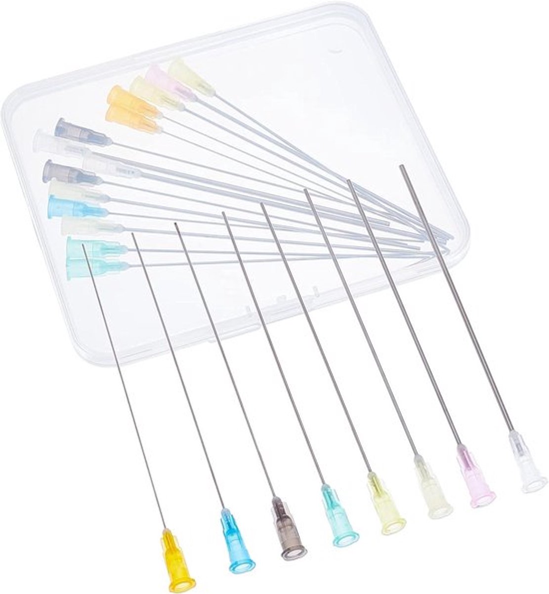 24 gemengde stompe tip spuitnaalden voor bijvullen vloeistoffen, olie, lijm - 16GA, 12GA, 10GA, 9GA, 8GA, 7GA, 6GA, 5GA.