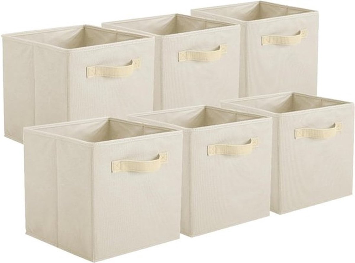 Vouwbare Opbergdozen voor Kleding en Speelgoed - Set van 6 Beige Opbergcontainers voor Thuisgebruik