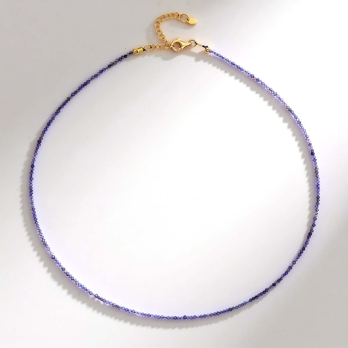 Cavill - 925 Sterling Zilver Ketting - 18K Goud Verguld - 10,97 ct Ronde Tanzaniet Blauwe Edelsteen - Verstelbare Filigraan Halsketting