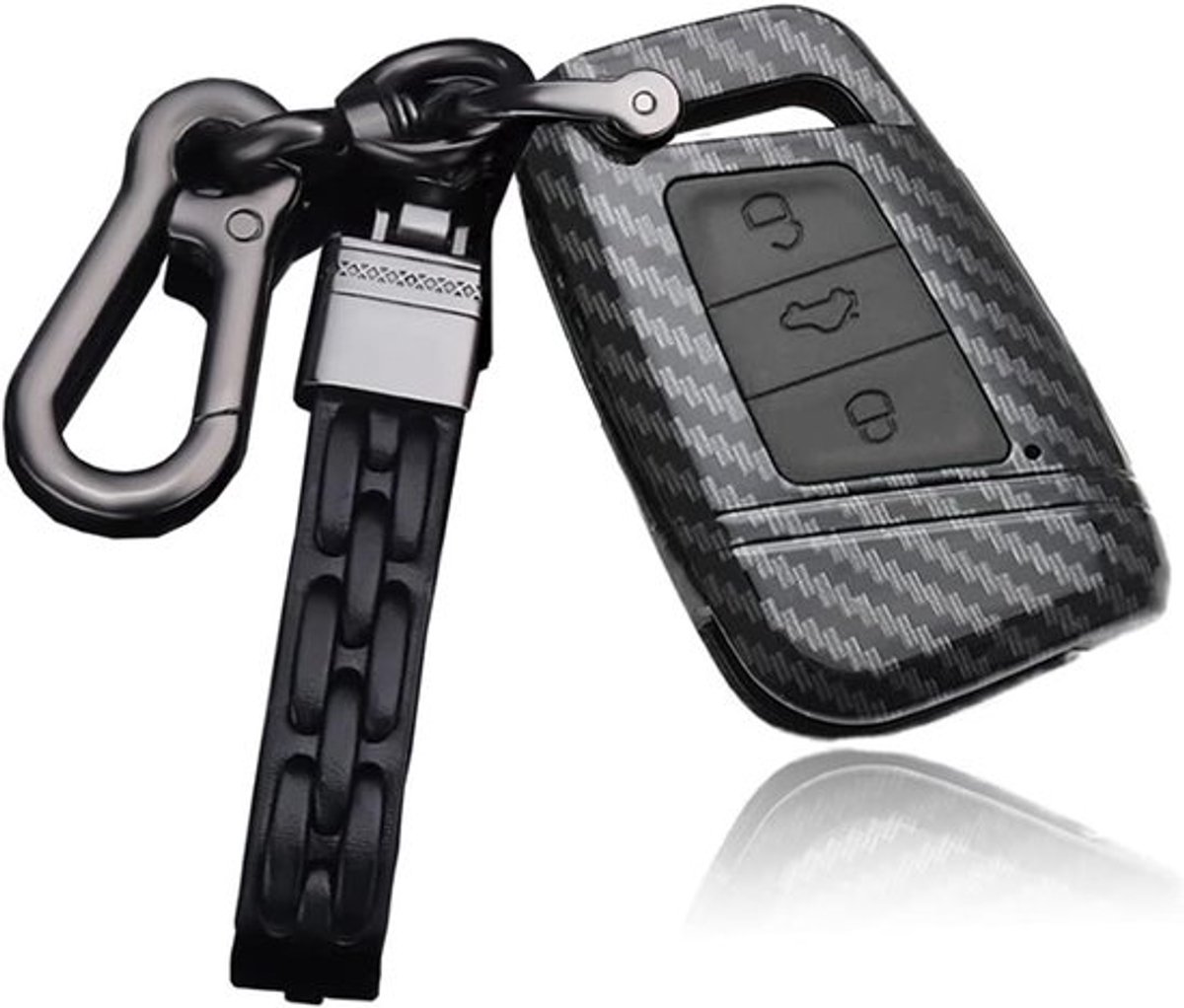 Beschermende Sleutelcover voor VW Golf 7, Jetta, Arteon en Passat B8 - ABS, Carbon Fiber, Zwart, Sleutelhanger en Sleutelcase