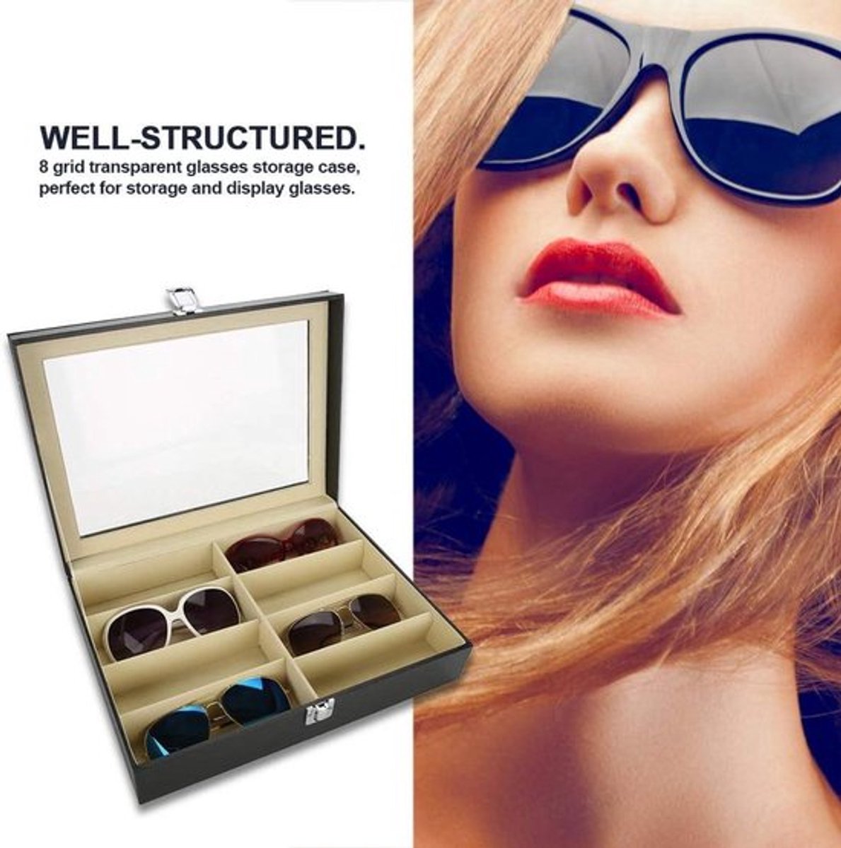 Opbergdoos voor brillen van PU-leer - Stijlvolle organizer voor display en opslag van brillen - Luxe brillenbox voor binnenshuis