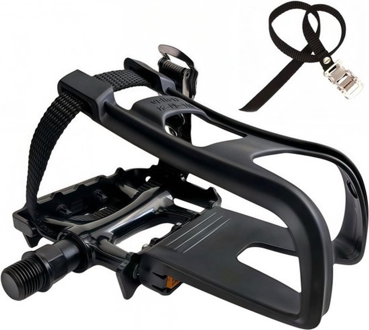 All-Terrain Fietspedalen met Teenclips en Verstelbare Voetlussen voor Racefiets en Mountainbike, Geschikt voor Binnen- en Buitengebruik, 9/16 inch Spindel