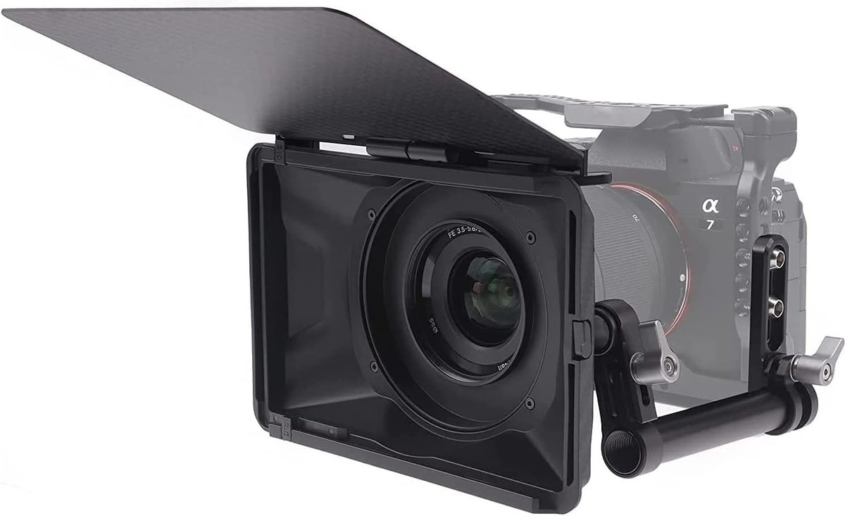 Mini Matte Box Lichtgewicht Clip-on Lens Matte Box met 15mm Rod Clamp voor DSLR en Mirrorless Camera's zoals Sony A7IV, Nikon Z6 en Canon R5, ideaal voor videoproductie en filmopnames