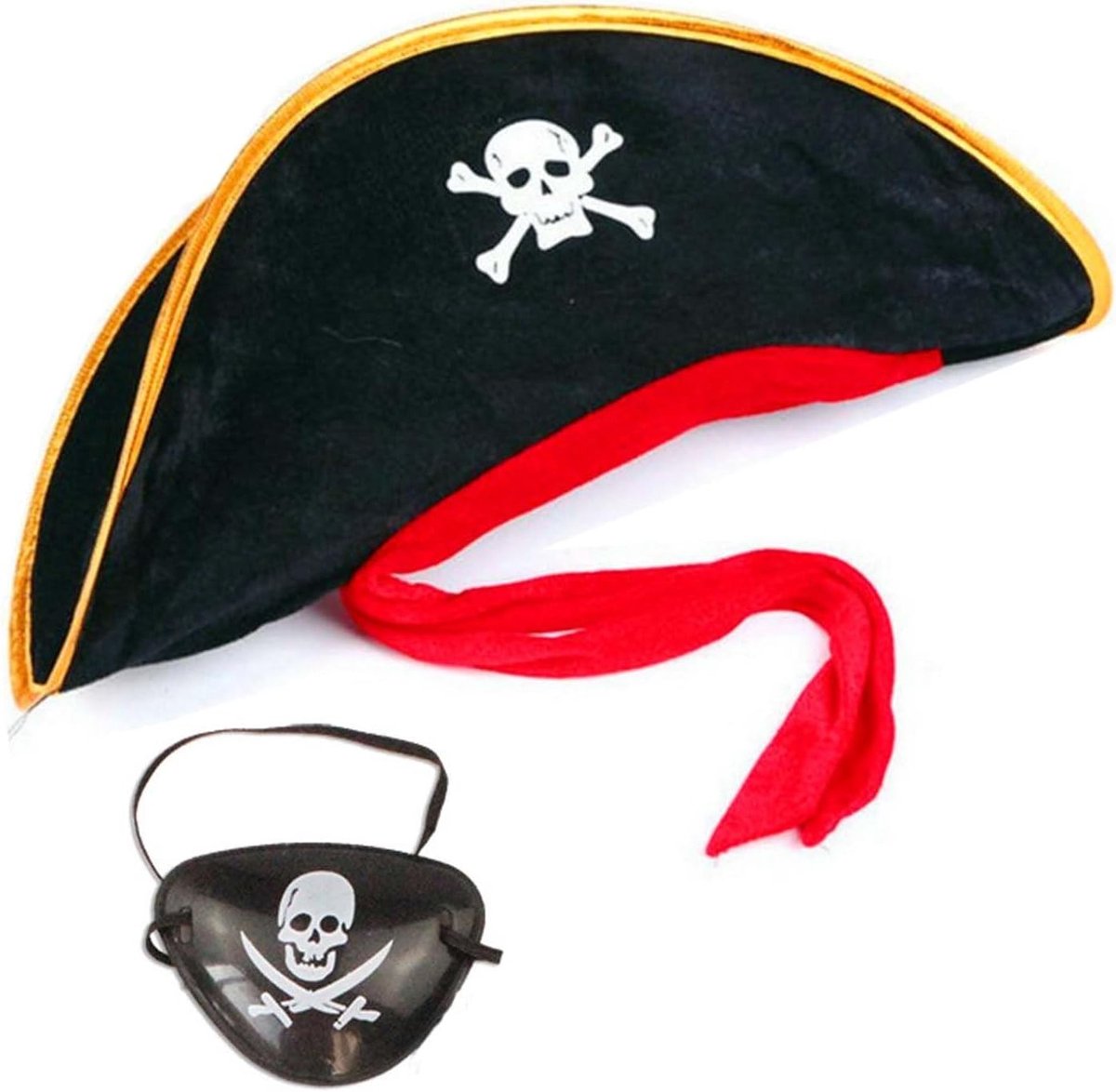 Piratenhoed en Ooglap Set voor Halloween - Kostuumaccessoires voor Themafeesten en Rollenspellen