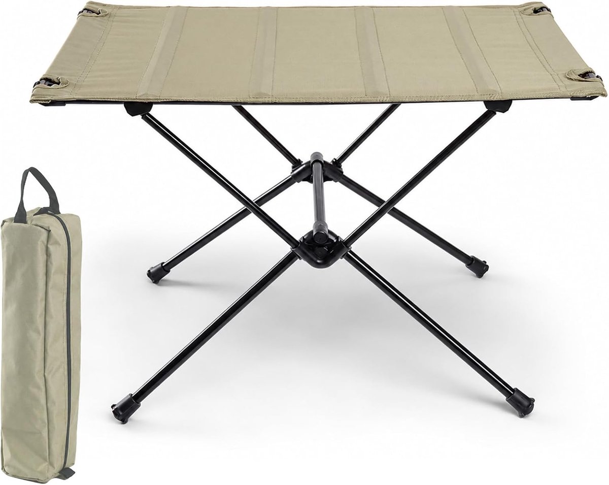 Thijox - Opvouwbare Campingtafel 60x40x39,5 cm - Inklapbare Klaptafel met Draagtas - Ultralicht en Draagbaar - Kaki - Outdoor, Wandelen, Tuin, Feest