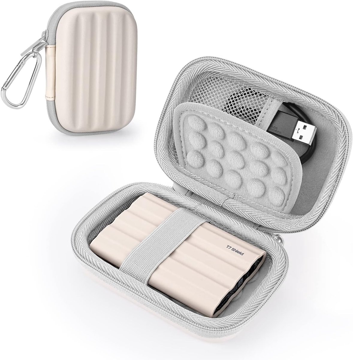 Duurzame Schokbestendige Hard Drive Tas voor Portable SSD's en Externe Harde Schijven tot 2TB, Organizer en Beschermhoes (Wit)
