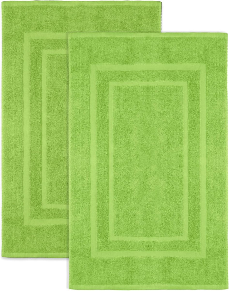 SnelShoppen - Set van 2 Terrydoek Badmatten 50x80cm - 100% Katoen - Appelgroen - Luxe Absorberend en Zacht - Ideaal voor Badkamer en Douche
