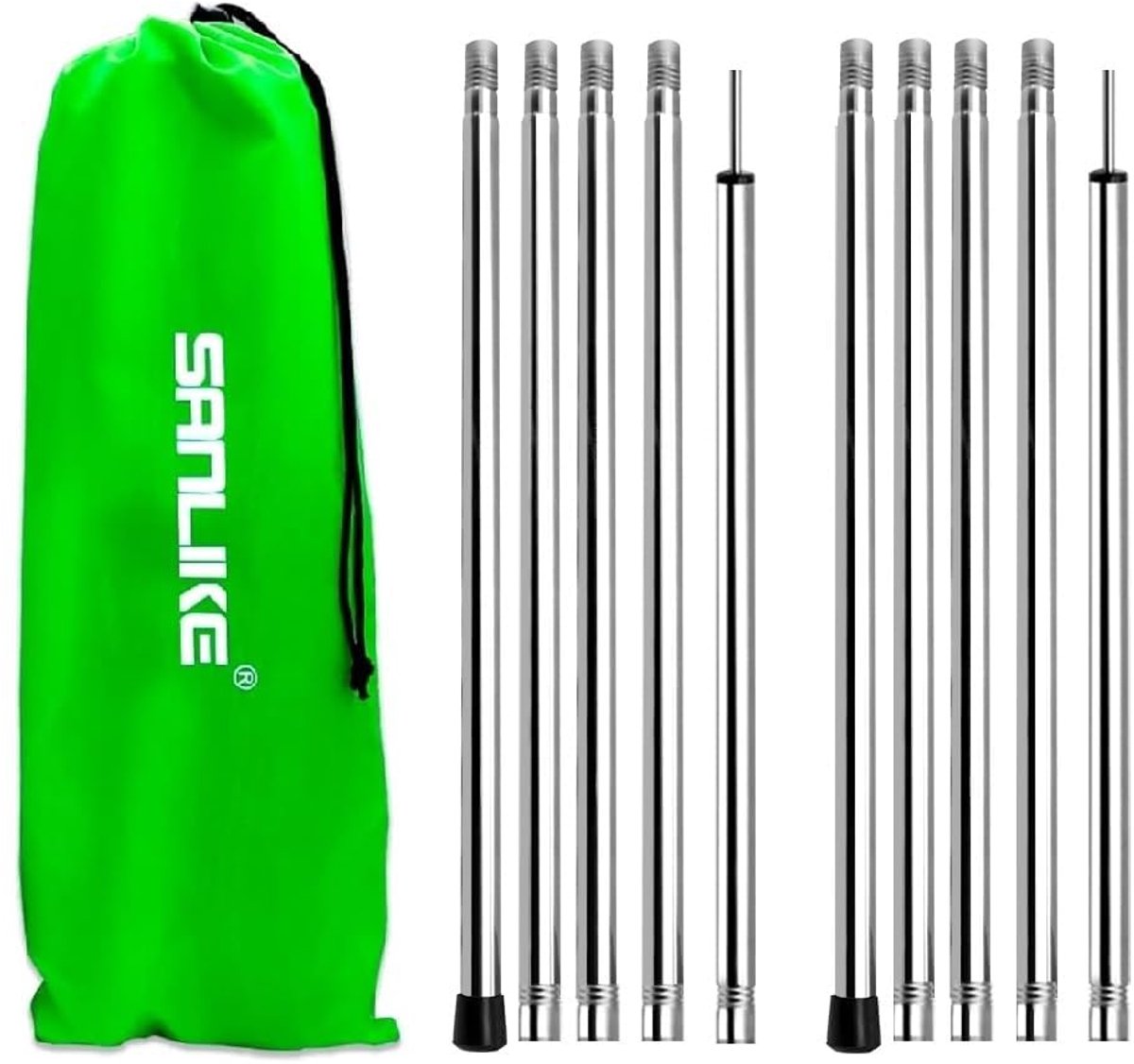 SnelShoppen - Tentstokken voor Kamperen, Verstelbare Telescopische Stang van 200 cm, Roestvrij Staal, Ideaal voor Luifels en Beschutting op Camping, T