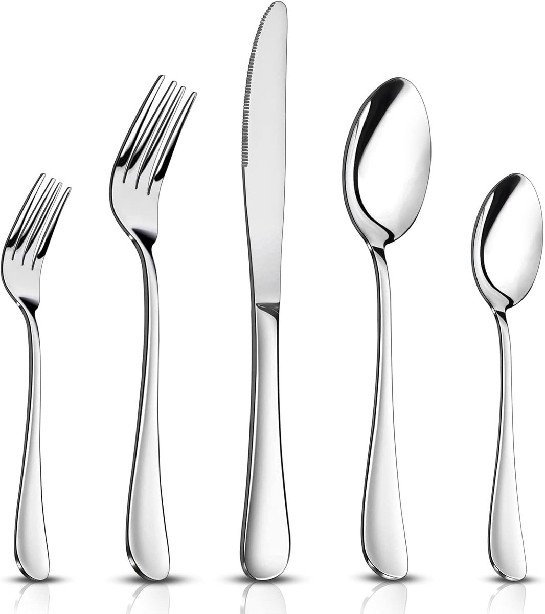 SnelShoppen - Bestekset 30-delig voor 6 personen - Roestvrij staal eetbestek met vork, mes, lepel - Gepolijst tafelbestek voor feest, familie, restaur