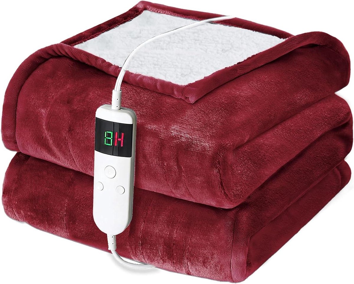 Elektrische deken - Warmtedeken comfort - Ontspannen op bank - Automatische uitschakeling - 130 x 180 cm - Grijs