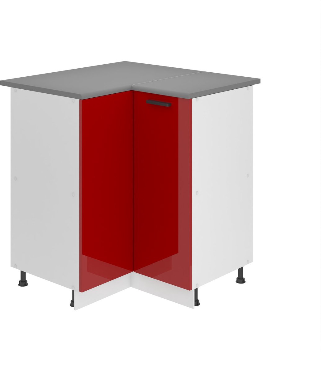 BELINI Hoekonderkast SNP 90 cm met 1 Deur met Werkblad - Rood Hoogglans